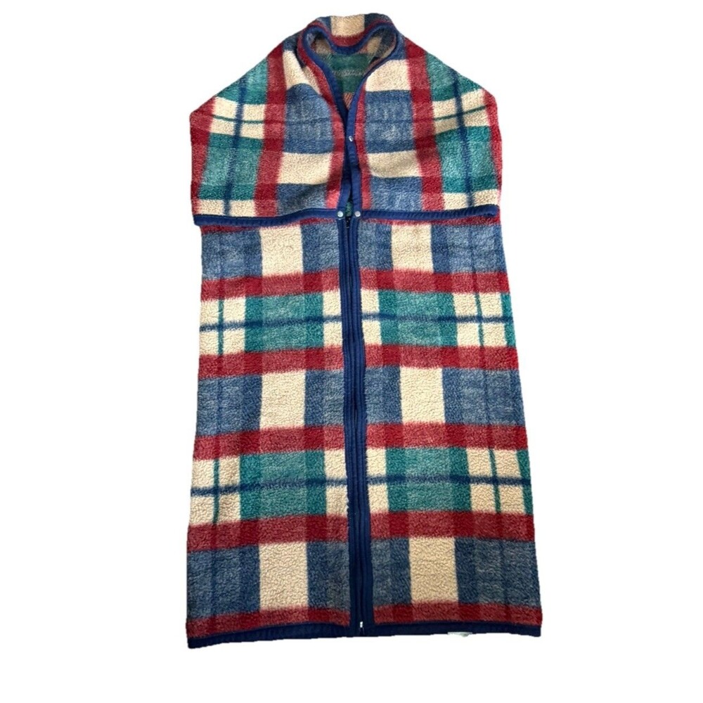 Biederlack Cuddle Wrap Blanket Plaid Snap Zip Stadium Wearable Green, Tan, Rose